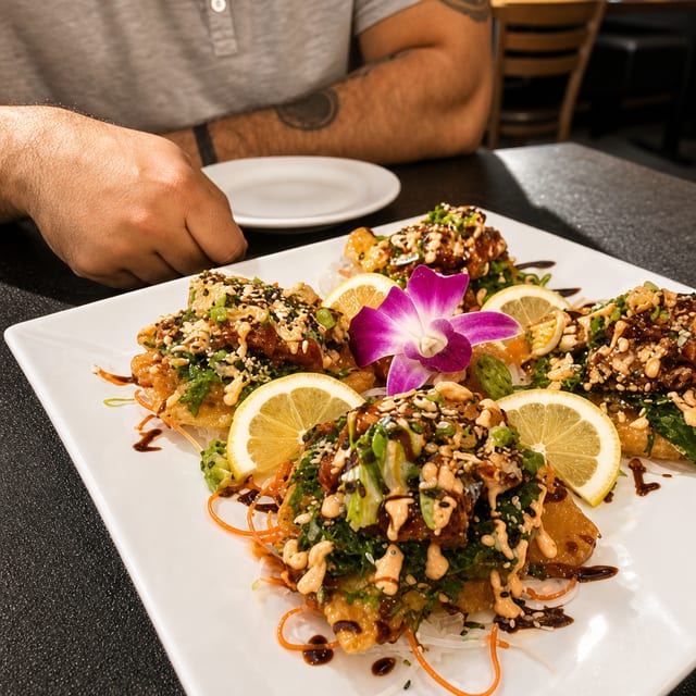 Spicy Salmon Tostadas.