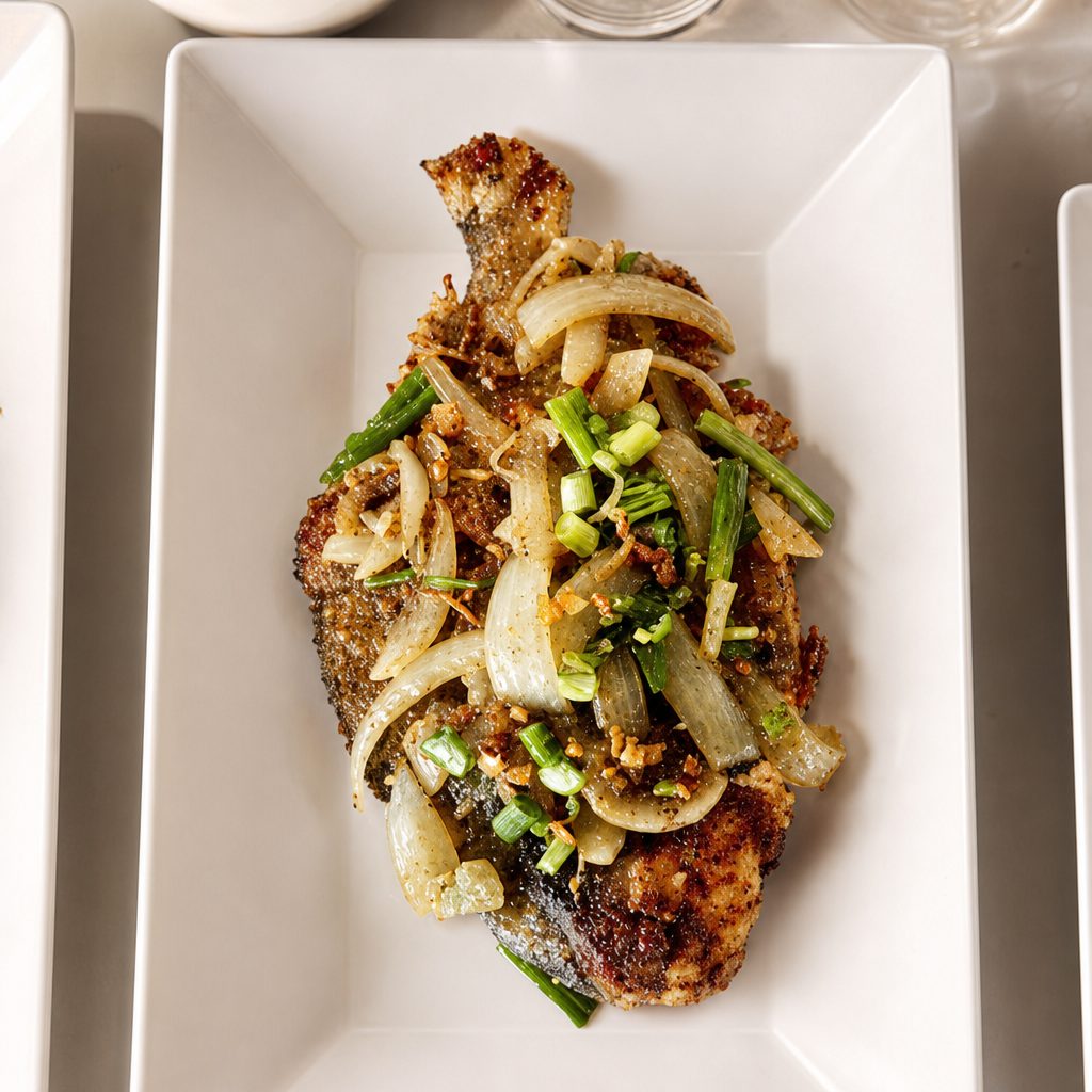 Crispy Pompano in Basil.